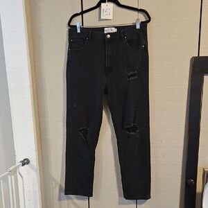 #151 Refuge Black Distressed Straight Leg Jeans Sz 11 Fits Bigger